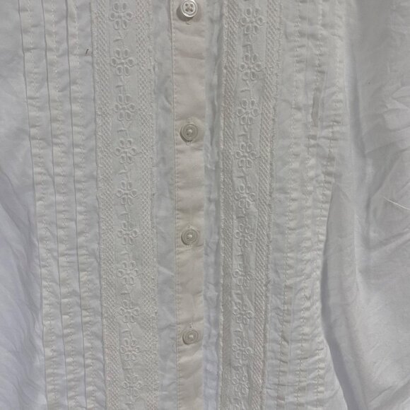 J. Crew Eyelet-Trim Ruffle Button Up White Shirt Size M - Picture 3 of 9